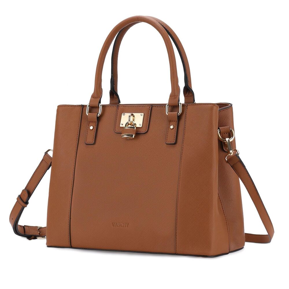 3328 Satchel Bag , Trendy Vegan Saffiano Leather Medium Purse Top Handle